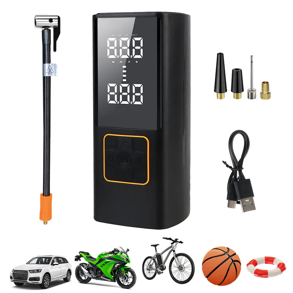 Portable Air Pump for Motorcycle Bicycle Ball Car Air Compressor 150PSI Digital Tire Pressure Test Gauge Wireless Inflator