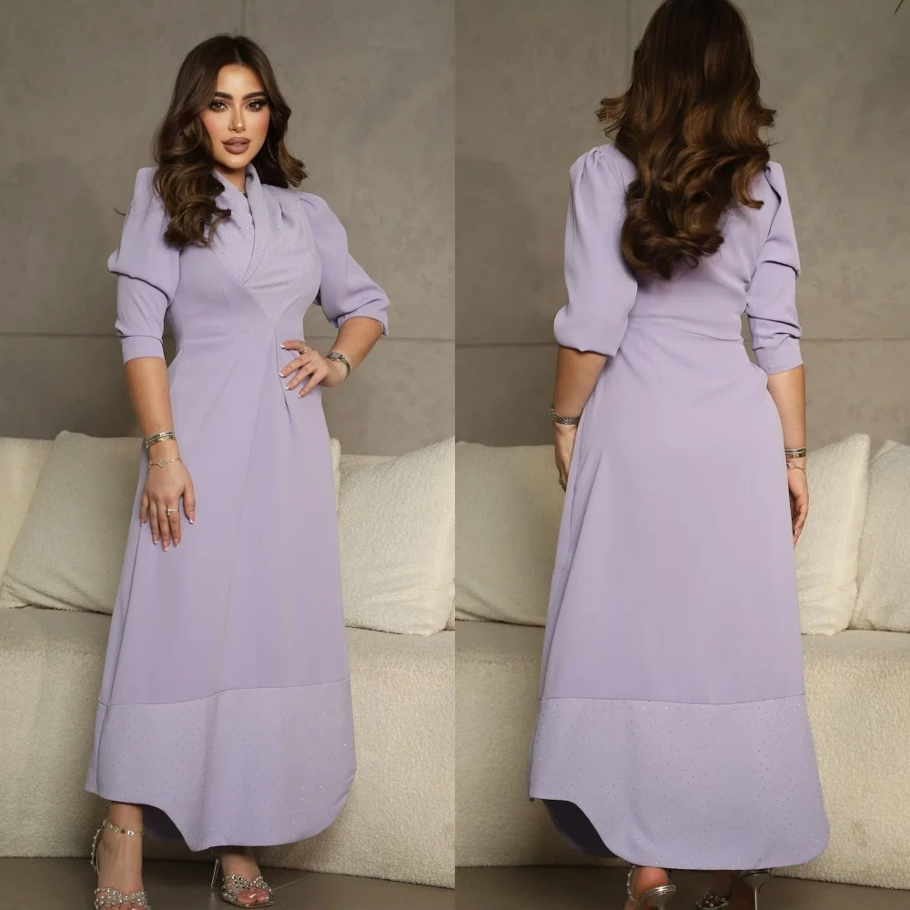 

Customized Jiayigong High Quality Evening Jersey Draped Pleat Criss-Cross Graduation A-line High Collar Bespoke Occasion Gown M