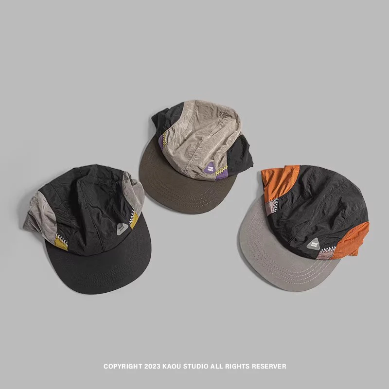 Nylon Quick-Drying Drawstring Japanese-Style Multi-Color Baseball Cap With Stripes, Summer Lightweight Sun Protection For Family