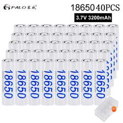 PALO 40 pieces 18650 rechargeable battery 3.7V 3200mAh Original 18650 lithium li-ion batteries