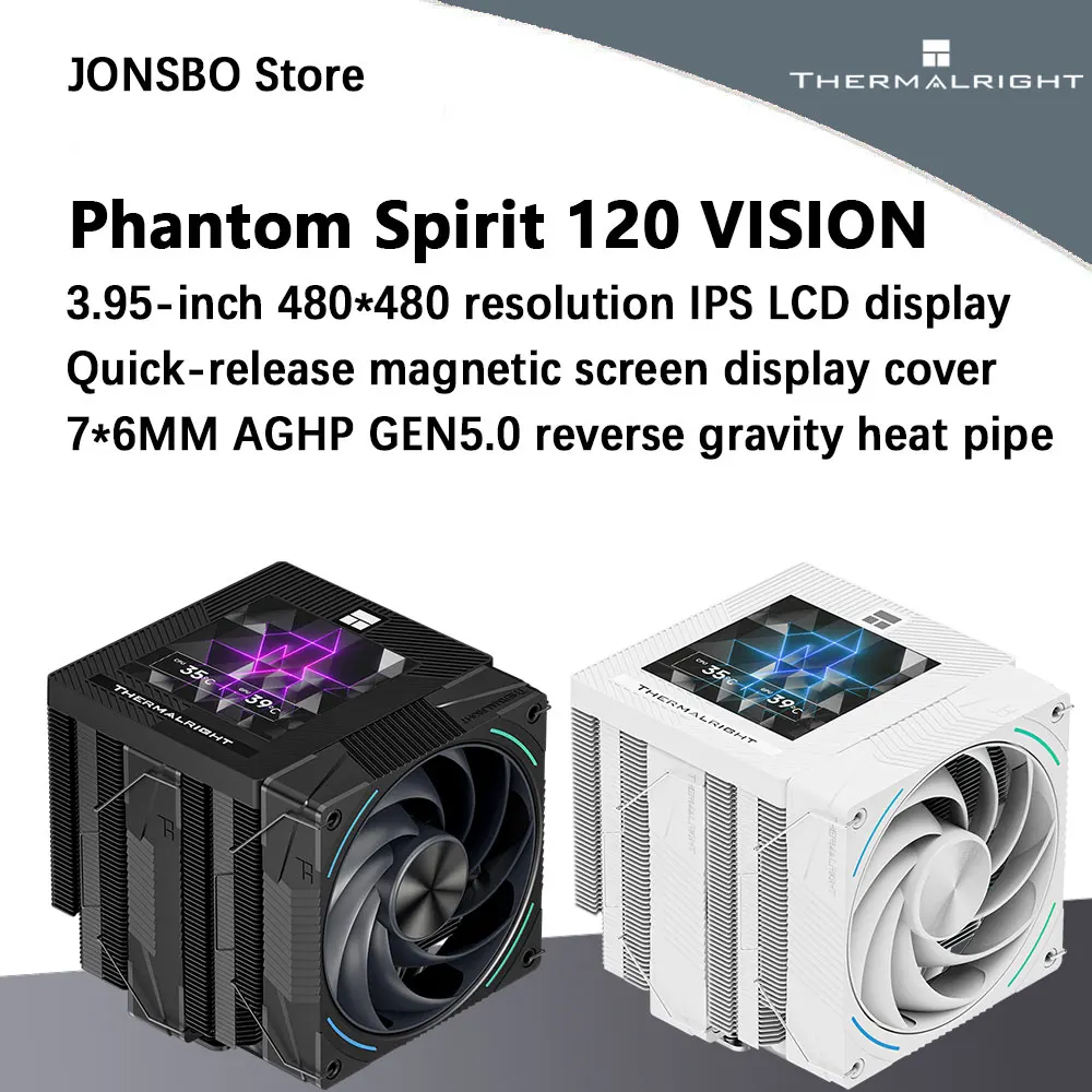 

Кулер для процессора Thermalright Phantom Spirit 120 VISION с двумя башмаками и двойным вентилятором и 3,95-дюймовым IPS ЖК-дисплеем, поддержка LGA1851/1700 AMDAM5