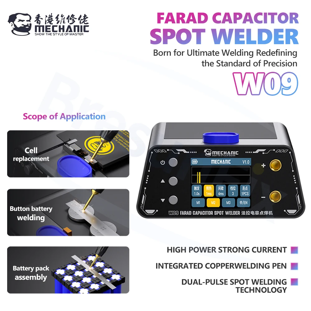

MECHANIC W09 Farad Capacitor Spot Welder for Phone Repair Battery Cell Transplantation Button Cell/Battery Assembly Welding Tool