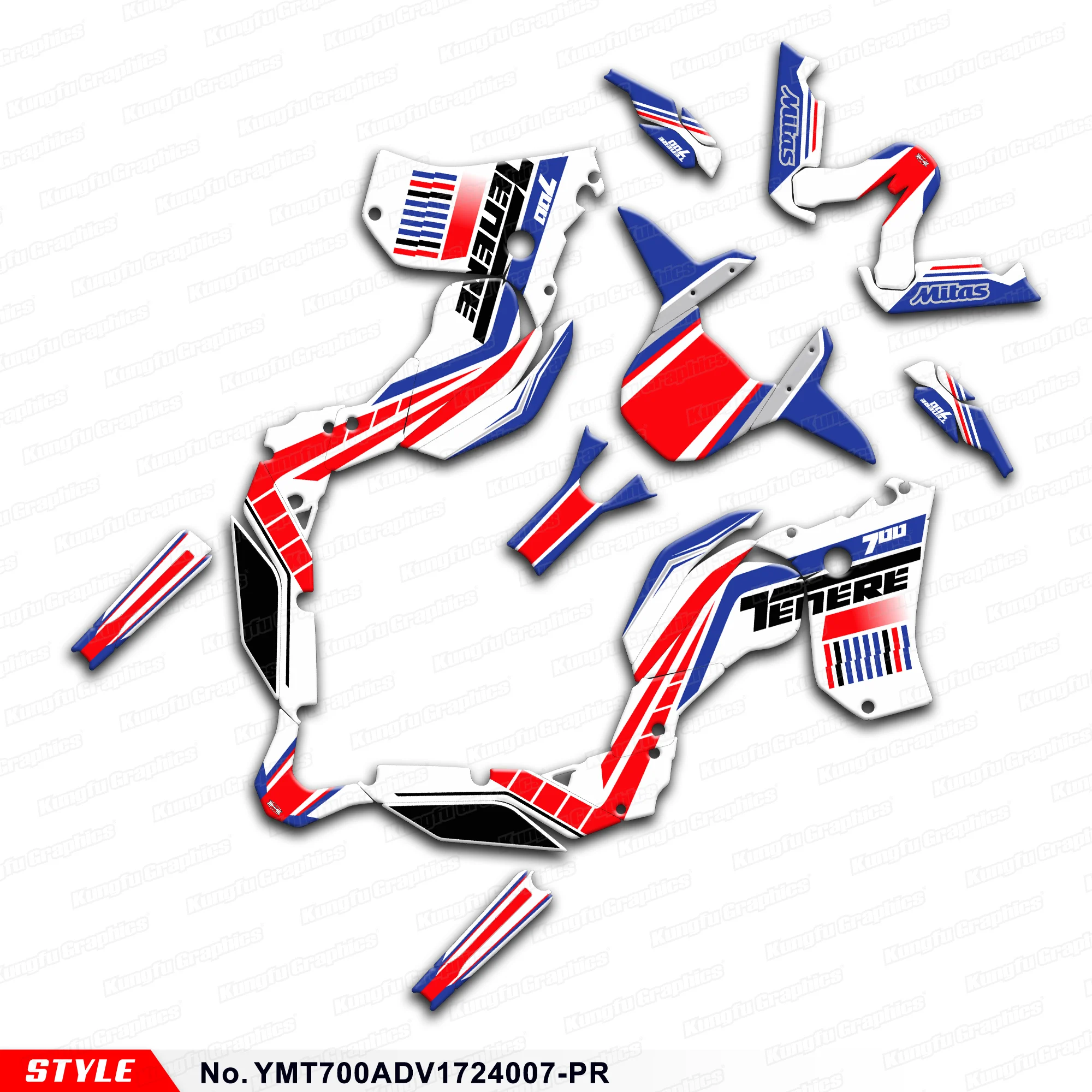 

Набор клейких наклеек JY Racing для Yamaha Ténéré 700 Tenere T700 T7 2017 2018 2019 2020 21 22 23 24, YMT700ADV1724007-PR