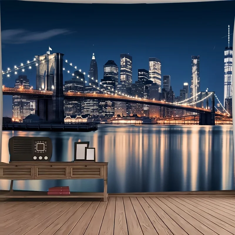 "نسيج سيتي سكيب الحديث - بوليستر ناعم مصقول |   معلقة على الحائط الأفقي لديكور غرفة المعيشة وغرفة النوم"