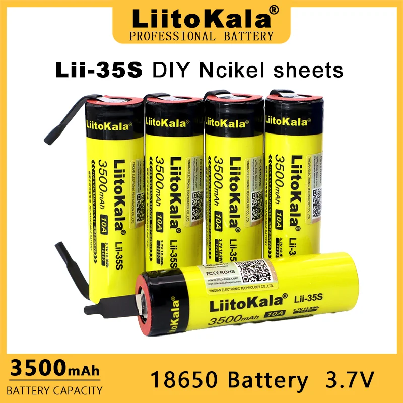 LiitoKala Lii-35S DIY Ncikel 18650 3500mAh 3.7V  Rechargeable Lithium Battery  Electric tool For Electric drill