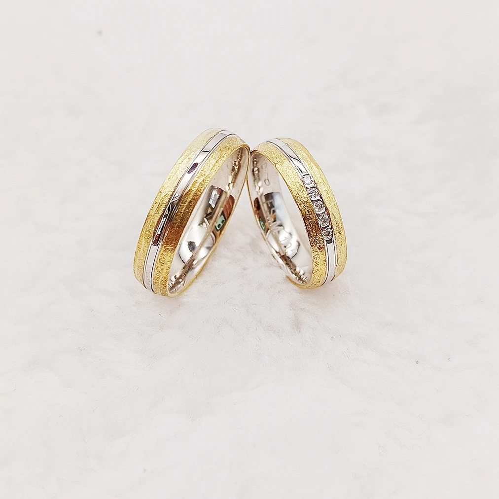 

Высококачественные дизайнерские обручальные кольца из стерлингового серебра 925 пробы, индивидуальные обручальные кольца для пар, двухцветные ювелирные изделия, подарки на годовщину