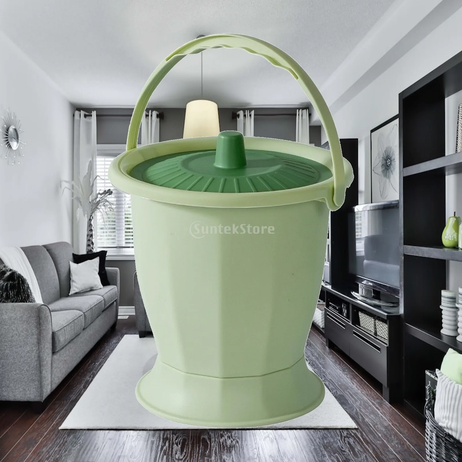 Bedside Toilet with Lid Compact Portable Plastic Urinal Portable Toilet Lightweight Urine Bucket Leak-Proof for Elderly, Bedroom