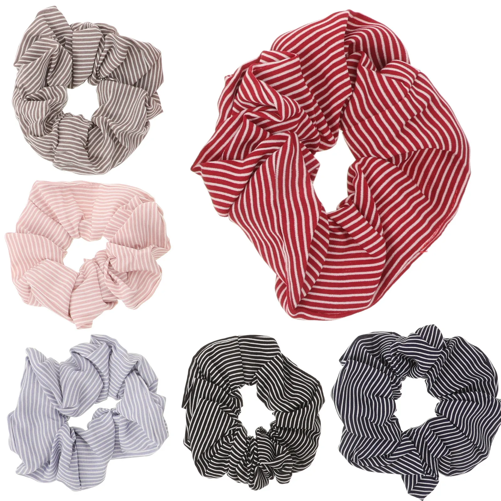 

6Pcs Premium Stripe Hair Ties for Women Girls Stretch Elastic Hair Bands Cloth Ponytail Holders Chic Bright Color Daily Use Gift