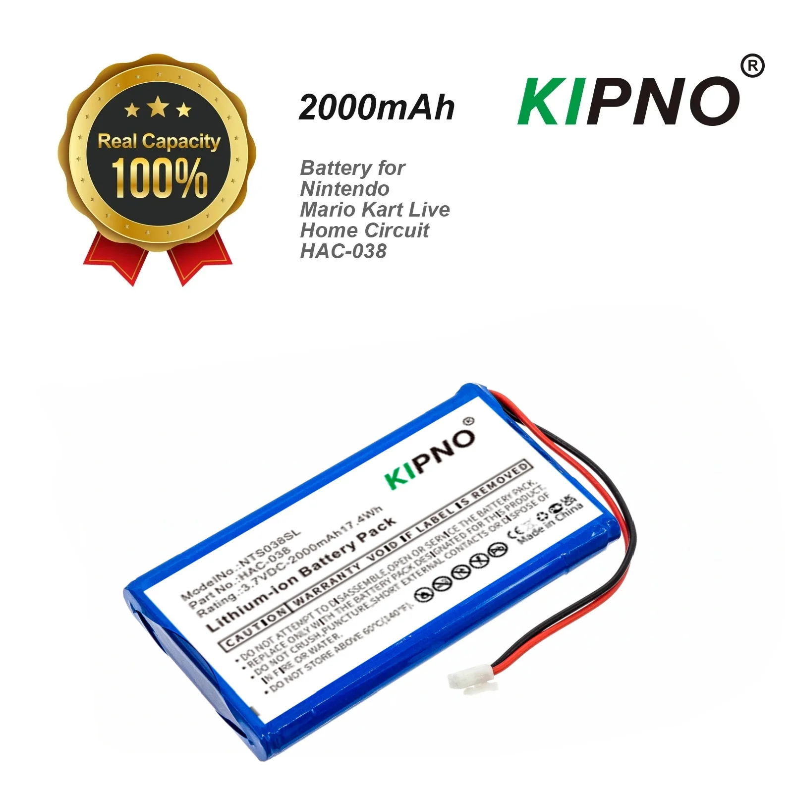 

KIPNO 2000mAh Battery for Kart Live Home Circuit HAC-038 - Replacement Remote Control Cartridge