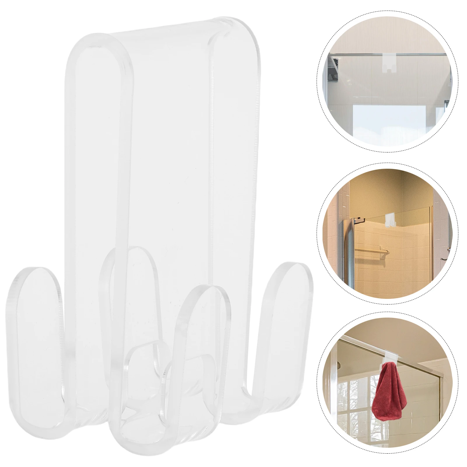 

Shower Door Acrylic Glass Bathroom Hanging Rack Strong Loadbearing Compatibility Modern Design Easy Installation Towel Hooks