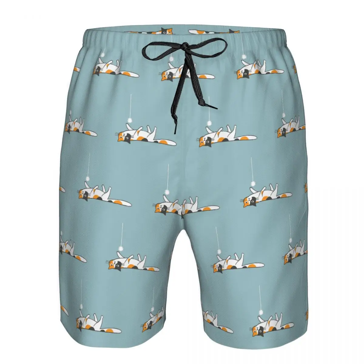 Funny Bored Calico Kitty Cat Trunks Beach Board Shorts Casual Quick Dry Swimming Summer Men Pants