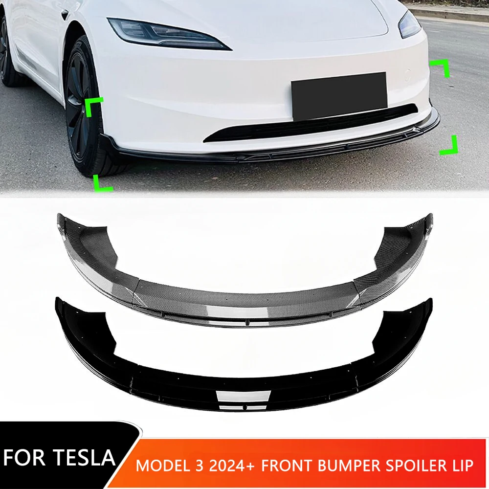 Front Bumper Chin Lip Spoiler Body Kit Tuning Splitter Diffuser Guard Protector Cover for Tesla Model 3 2024+ Car Accessories