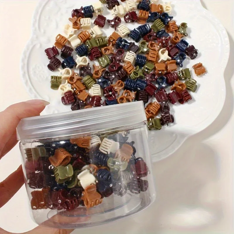 

Набор мини-заколок для волос - 100 милых пластиковых заколок, минималистичный стиль, разные цвета, маленький размер, подходят для женщин и девочек