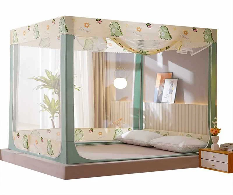 

Household Mongolian Yurt Mosquito Net Anti Fall Bracket Bedroom Children's Thickened and Encrypted High-end Dustproof Top Cloth