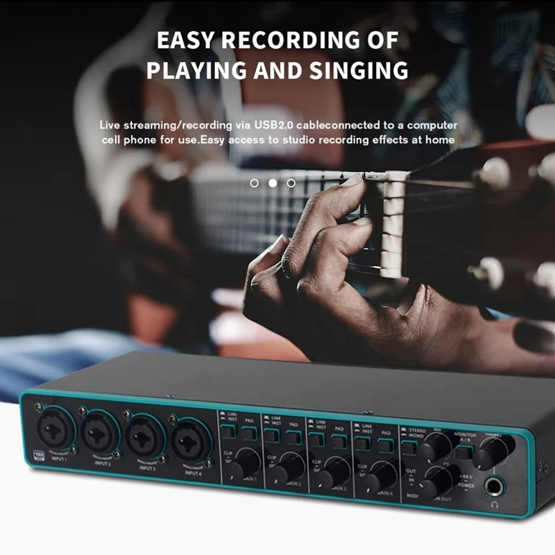 A75T Audio Interface Sound Card Professional Usb Interface Studio Recording 4X4 With Mic Preamplifier For Musical Instrument