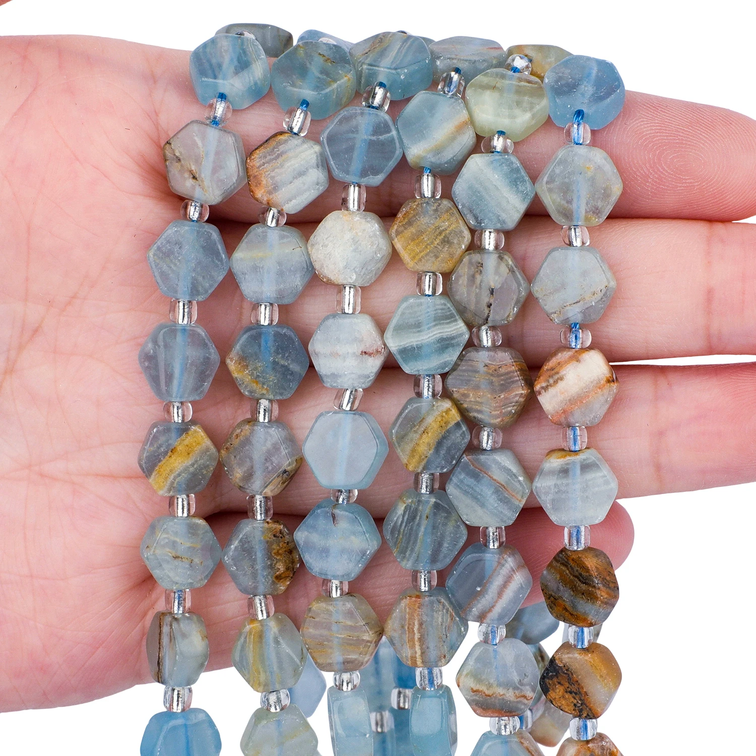 AAA Sechseckige Naturstein-Perlen aus Blauem Calcit, Abstandhalter-Perlen für Schmuckherstellung, DIY-Charms, Armbänder und Zubehör