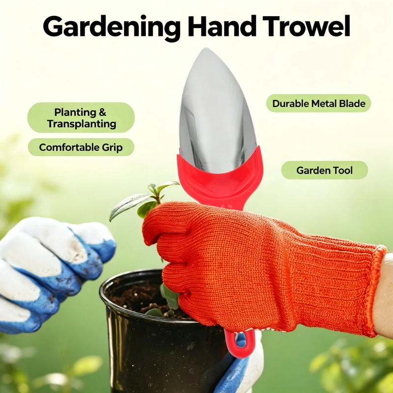 Multipurpose Stainless Steel Shovel Garden Hand Trowel Suitable for Yard Potting Soil Loosening Planting and Home Ice Scooping
