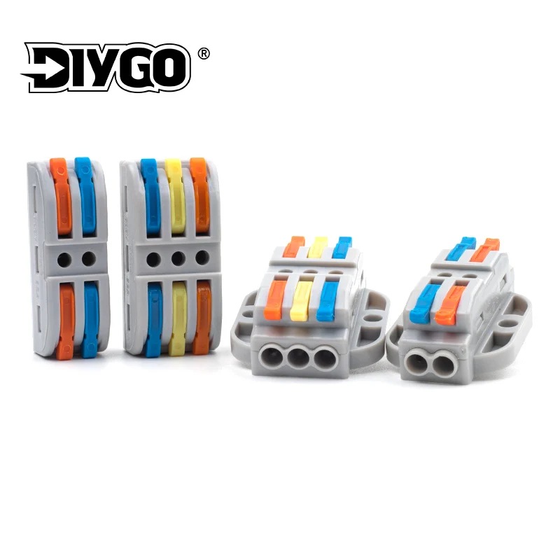 

5PCS Compact Conductor Wiring Connector Quick Butt Cable Connectors Circuit Inline Push-in Lever Terminal Block With Fixing hole