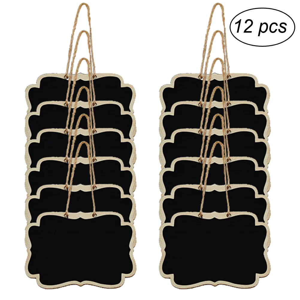 

12pcs Mini Hangings Wooden Chalkboard For Garden Wall Decor Wedding Kids Crafts Blackboard Sign Mini Chalkboard Wooden
