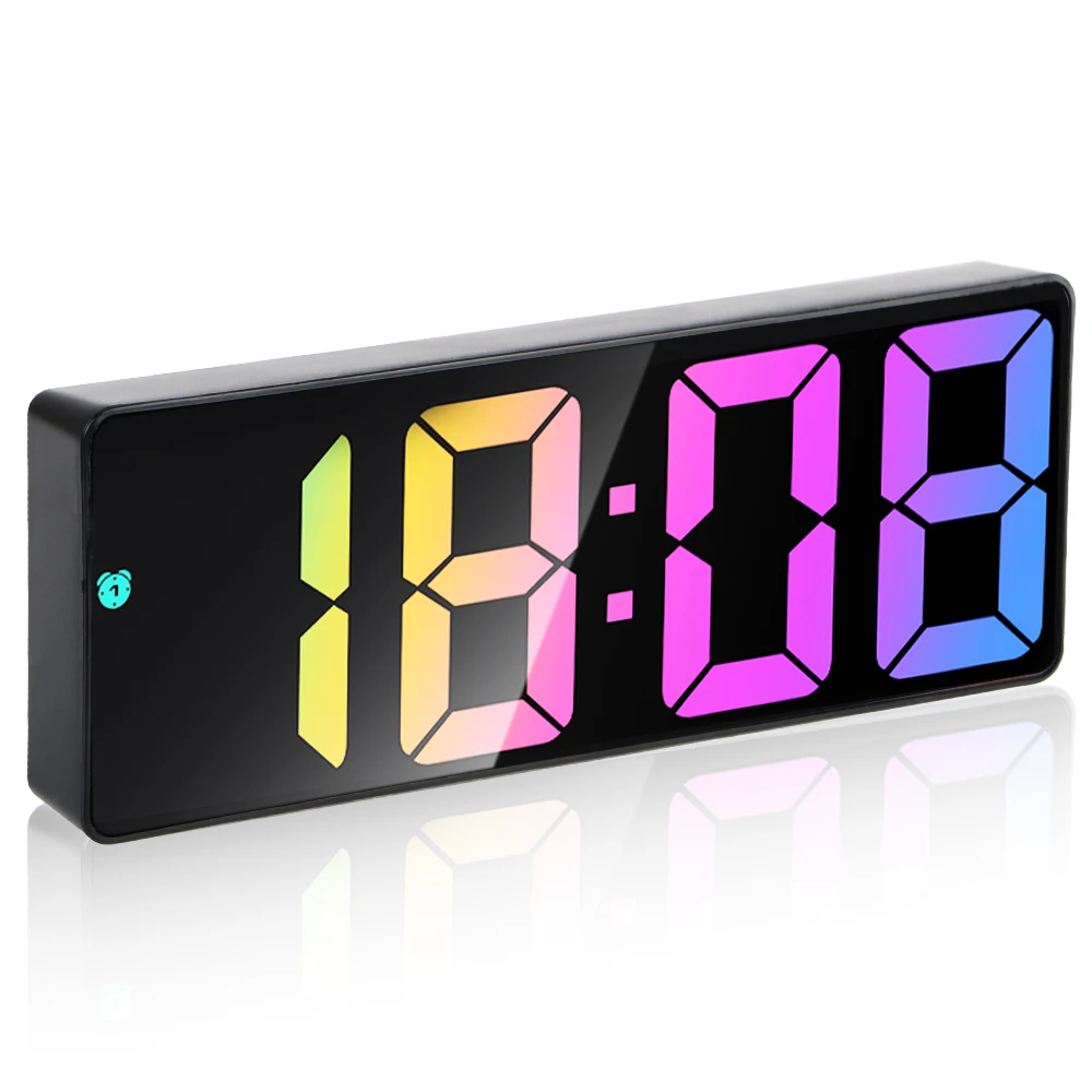 Electronic Student Digital Clock Voice Control LED Alarm Clock Table Desk Clock Temperature Dual Snooze 12/24 Hours