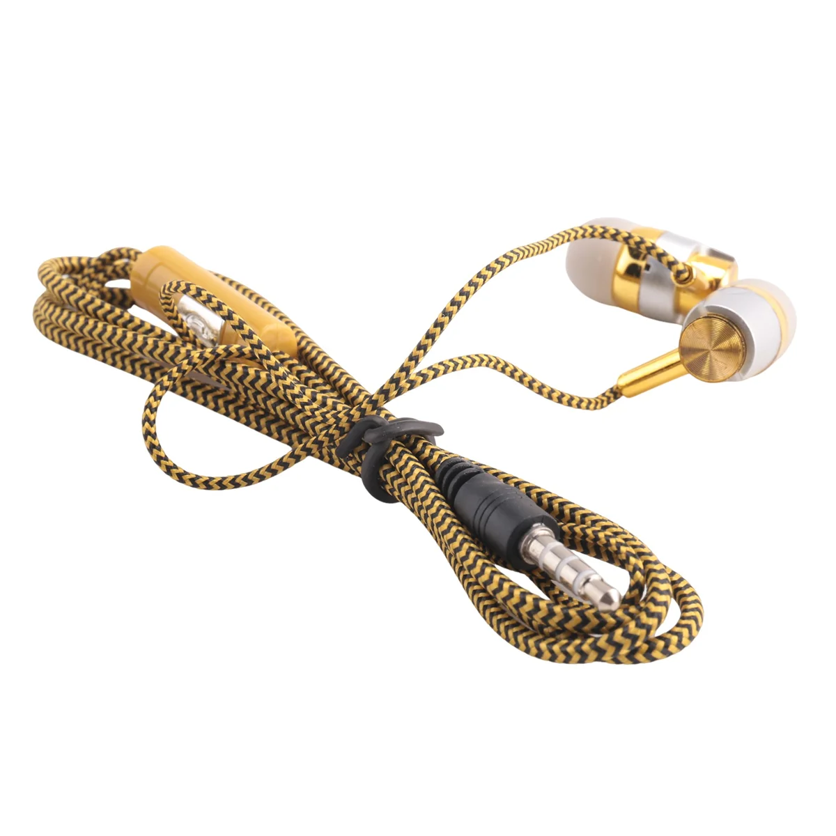 ABNP H-169 3.5mm MP3 MP4 Wiring Subwoofer Braided Cord, Headphones with Wheat Wire Control(Golden)