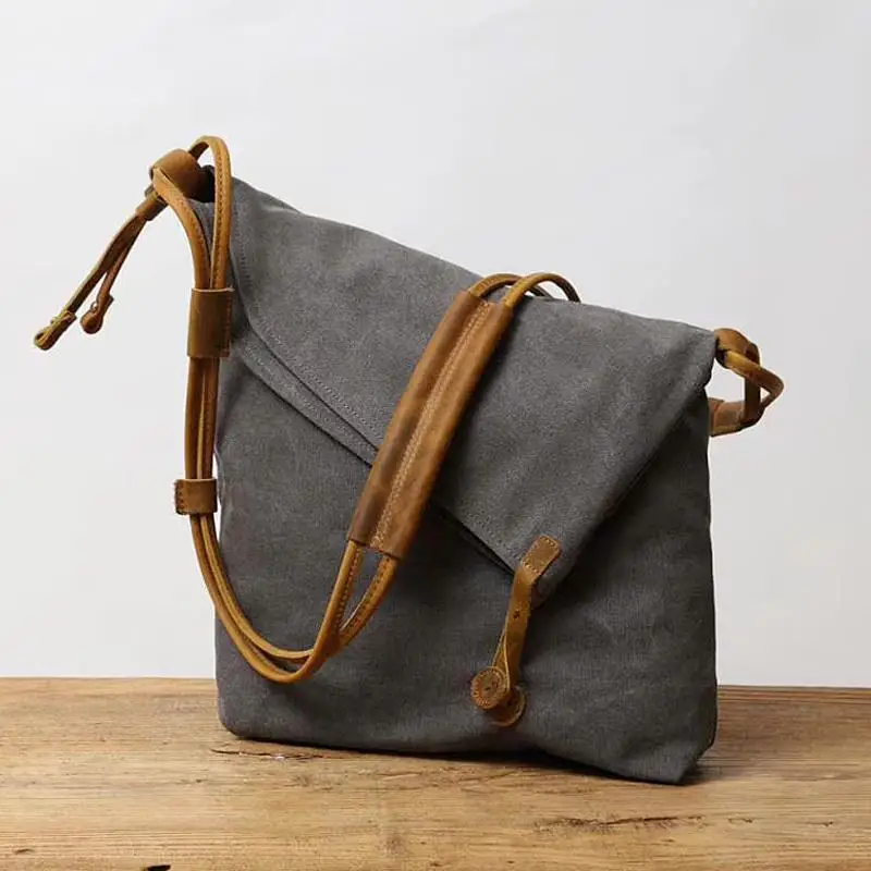 Retro Canvas Shoulder Bag Casual Commuter Bag Women's Crossbody Bag Shopping Trendy Messenger Bag Youth Pure Color Zipper