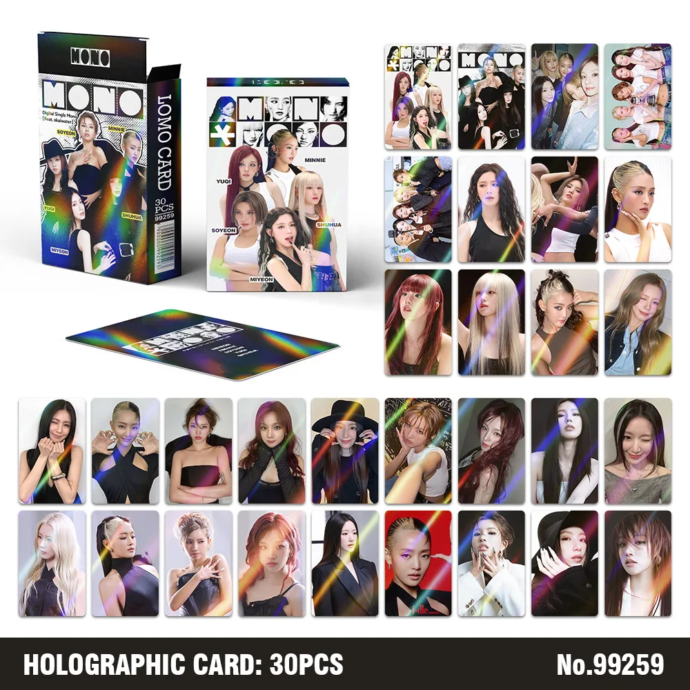 30Pcs IDLE MONO Photocards Kpop Star Collection Lomo Cards Holographic Flash Cards Fans Gifts