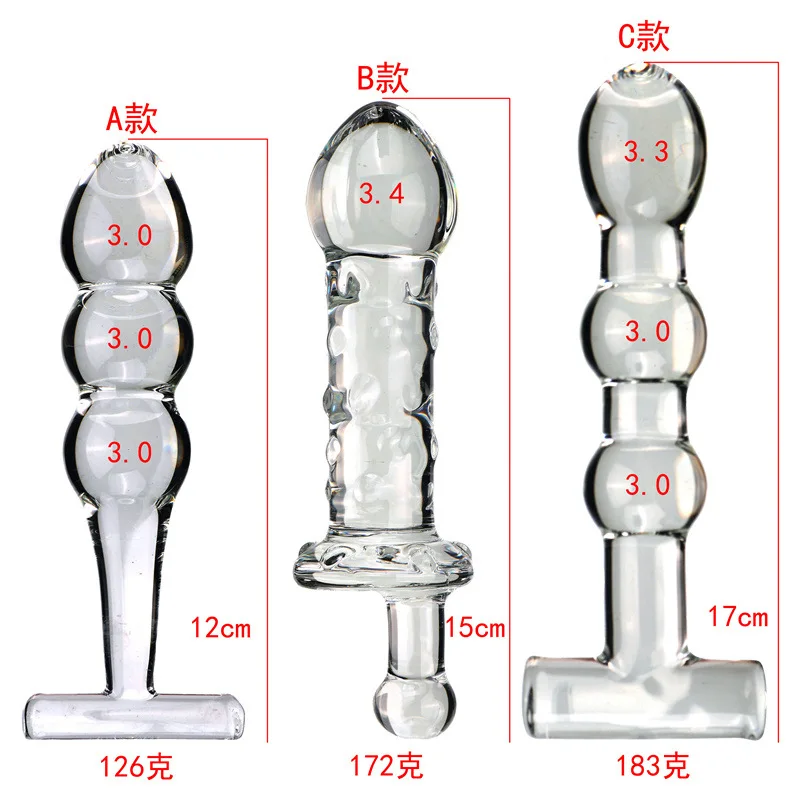 Maniglia Tirare Perline Buttplug Vetro trasparente Cortile Spina anale Stimolazione sessuale per adulti Ass Barella Punto G Vagina Gioco unisex