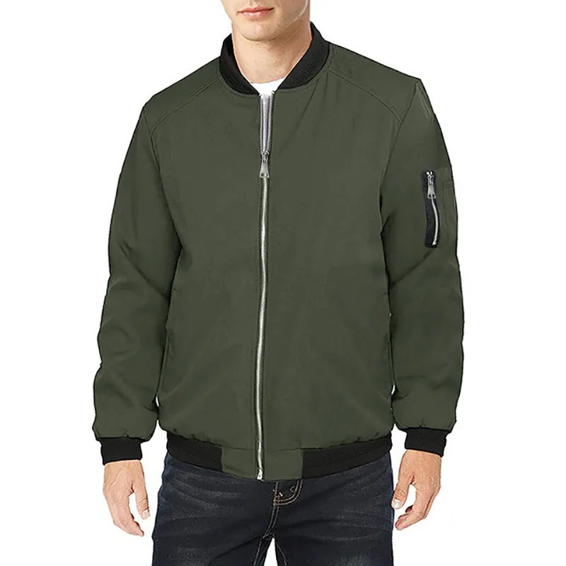 

Весенняя мужская модная куртка-ветровка на молнии с воротником-стойкой, однотонная, в бейсбольном стиле, простой дизайн, классическая мужская одежда