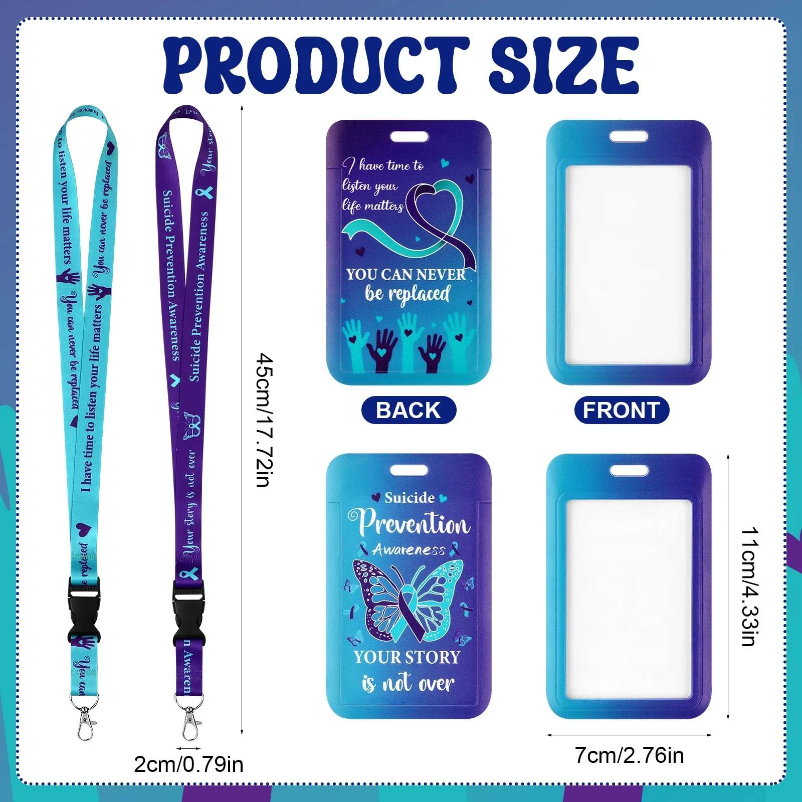 Suicide Prevention Awareness Lanyard ID Clip Purple Keychain Lanyard Accessory For Keys And ID Cards For Women Girls Teachers