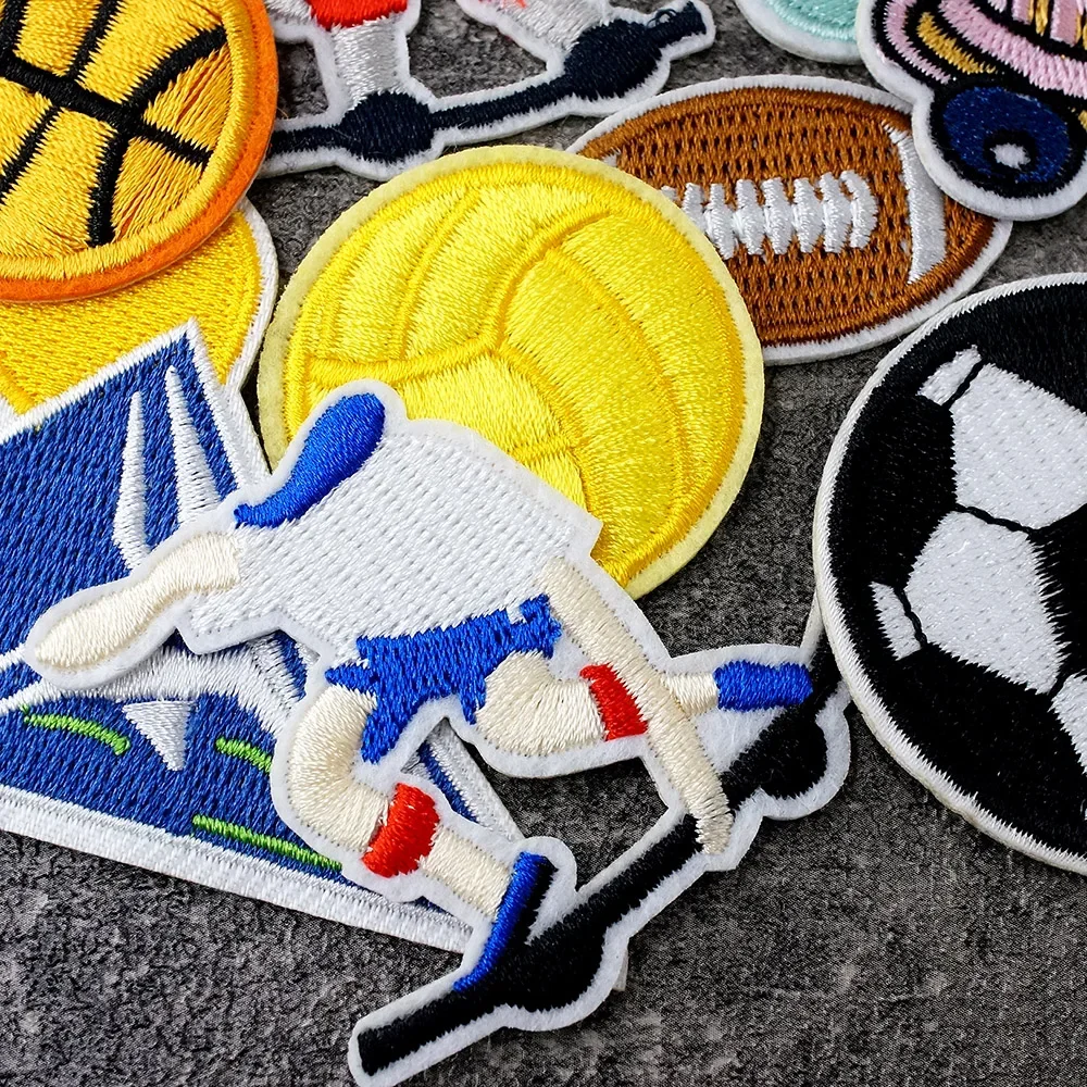 16Pcs/Lot Basketball Football Baseball Patches Embroidery Applique Ironing Clothing Sewing Supplies Decorative Handmade Patch