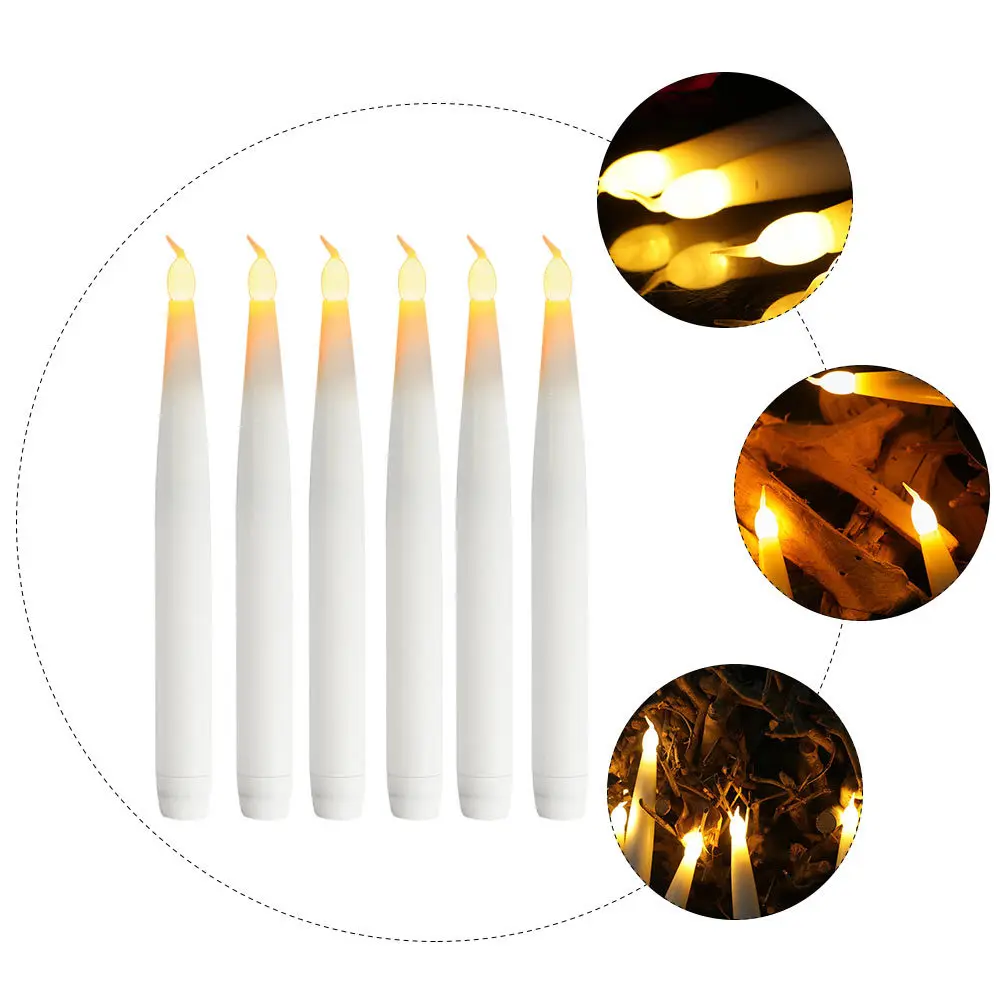 

10pcs White Led Candles Long Pole For Christmas Decor Party Long Pole Supplies Home Decoration Stable Base