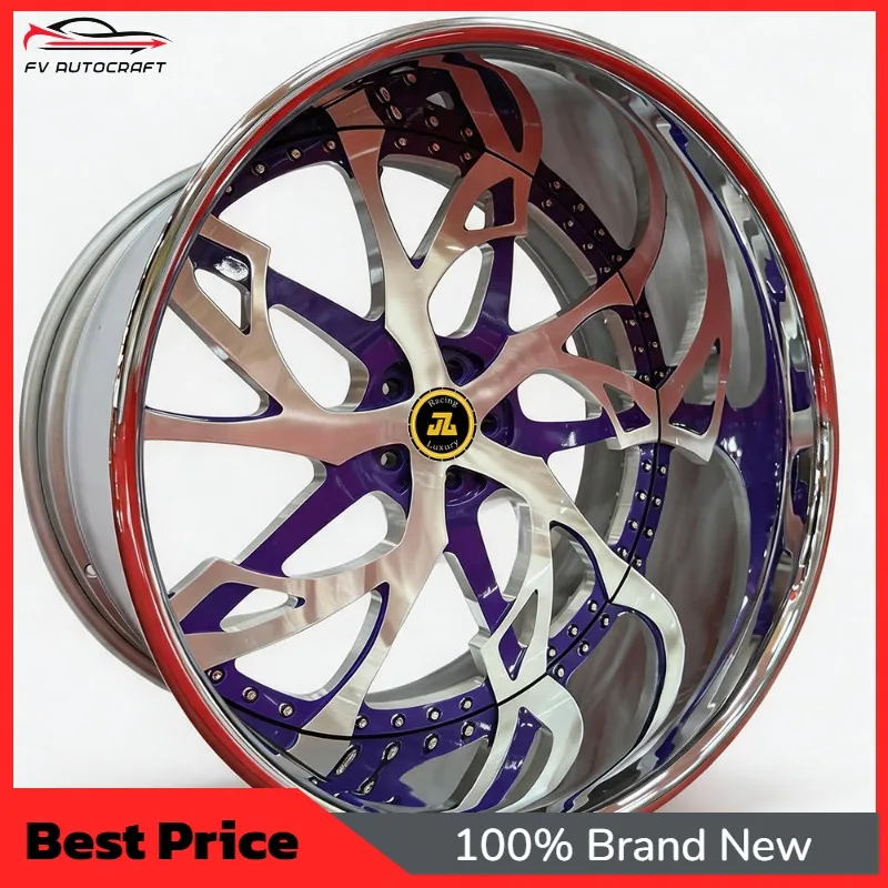 【2026】Jiangzao Custom 2 Piece 3 Piece Forged Wheel Purple Chrome Finish Deep Dish Wheels 18 19 20 21 22 23 24 25 26 Inch Rim