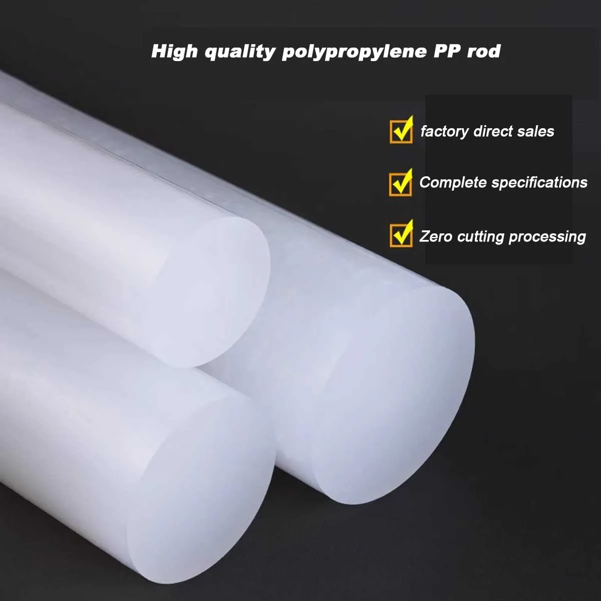 

White Polypropylene Rod Plastic Bar Dia 8/10/12/15/18/20/25/30/35/40/45mm Length 1m