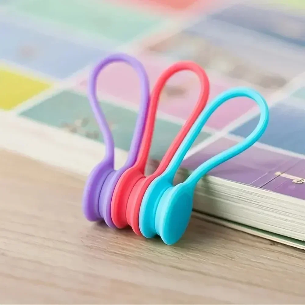 3/10pcs Magnetic Cable Ties Reusable Cable Winder Silicone USB Data Cord Management Organizer Earphone Wire Protector Ties Stand