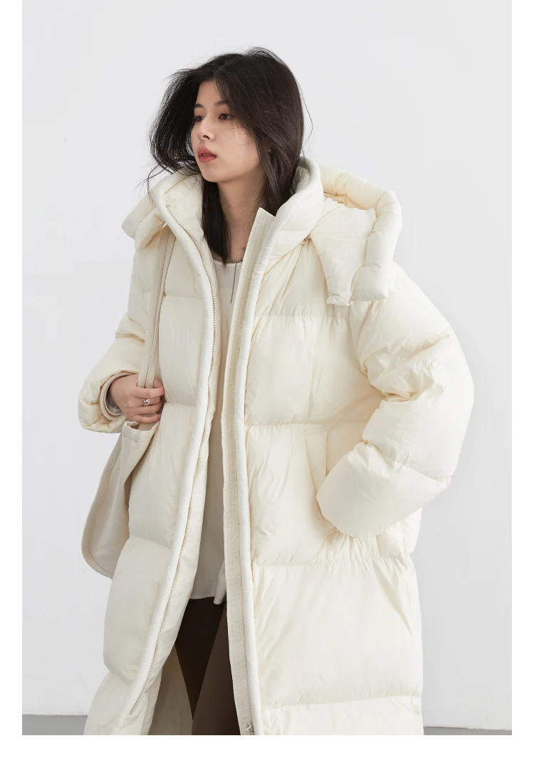 CHIC VEN Women Long Down Coats Hooked Loose New Solid Woman Down Jacket Thick Soft Warm Female Overcoat Autumn Winter 2025