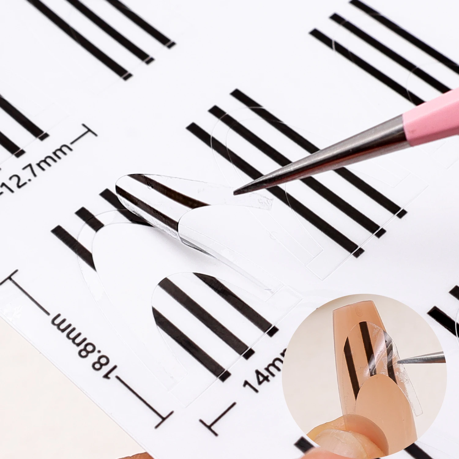 4PCS/set Transparent French Manicure Guide Stickers Strong Adhesive Nail Art Decals French Manicure DIY Sencil 3D Styling Tools