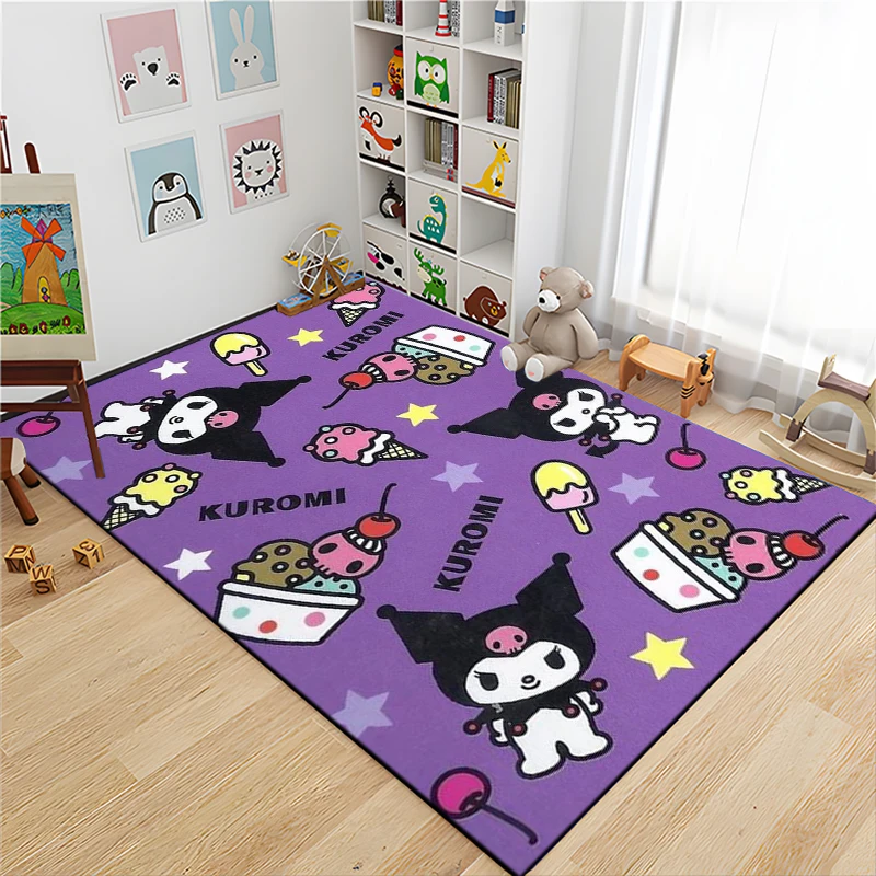 Cute Kuromi Cartoon Sanrio Area Rug Carpet for Living Room Children Bedroom Sofa Floor Home Kitchen Decor Non-slip Mat Gift Girl