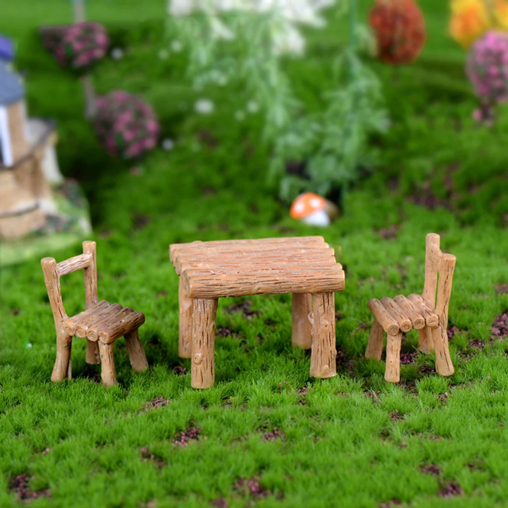 1set Mini Chair Home Decor Miniatures Fairy Garden Ornaments Figurines Toys DIY Aquarium Dollhouse Accessories Decoration