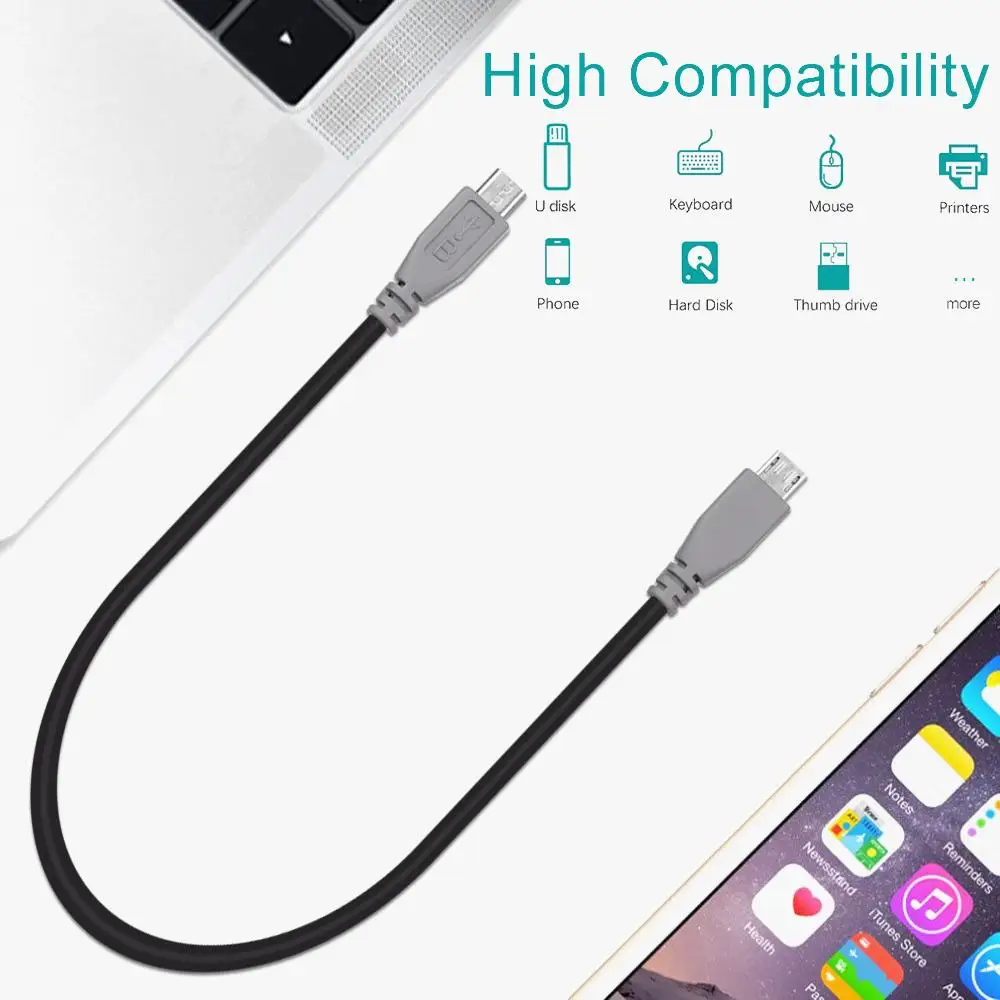 5 Pin Micro USB Male To Micro USB Male OTG Converter Adapter Lead Data Cable Charging Cord For Phone Tablet Phone Accessories