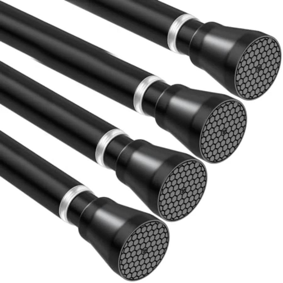 

4 Pack Black Tension Curtain Rod 30 to 64 Inch, Adjustable Curtain Rod, Shower Tension Curtain Rod No Drilling, 7/8" Spring Cur