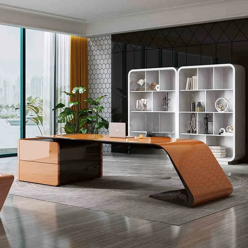 JJDesigner Painted Desk Senior President Boss Desk Large Class Desk Fashion Creative Simple And Modern
