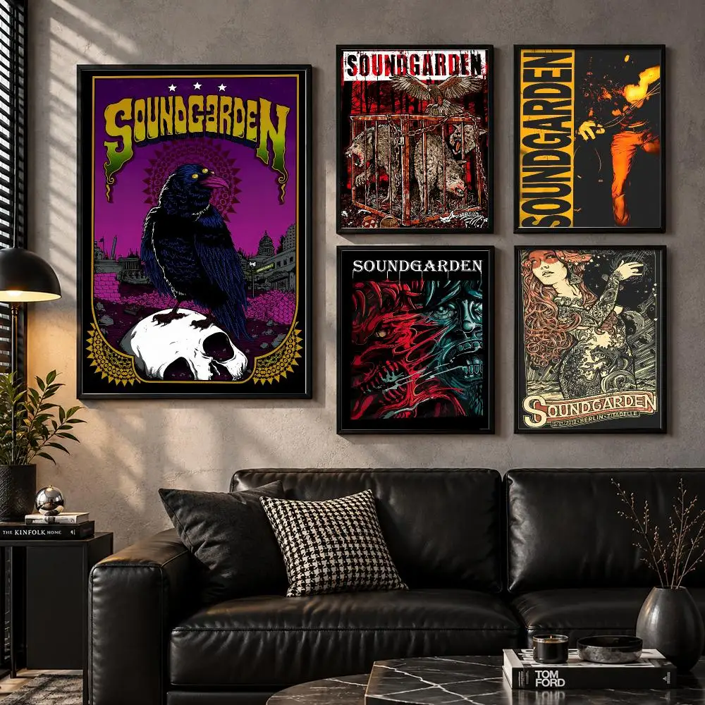S-Soundgarden Poster Modern Wall Art Sticker For Living Room Bedroom Bar Home Decor Mural Painting Decoration