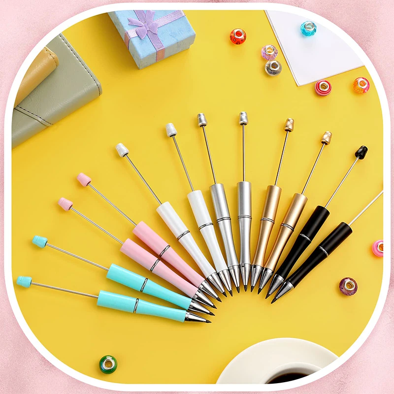 Imagem -04 - Plástico Beadable Pencil Faça Você Mesmo Grânulo Lápis Faça Você Mesmo Frisado para Sempre Lápis Escola Material de Escritório 60 Peças