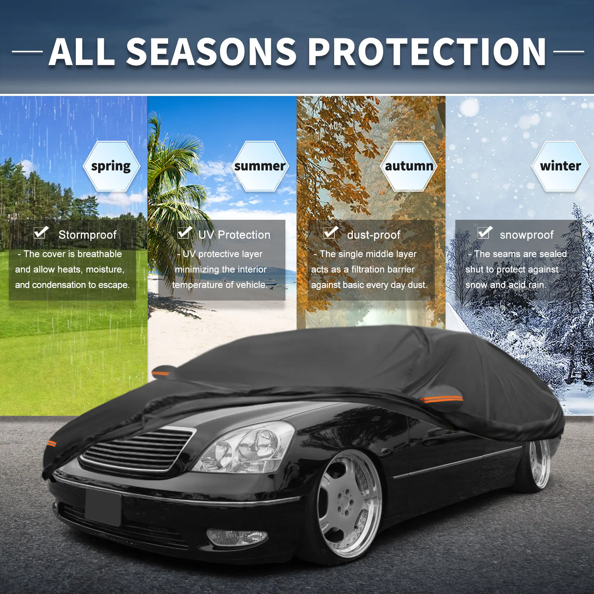 

Uxcell Car Cover W/ Left Side Door Zipper 210D-Pu for Lexus Ls Sedan