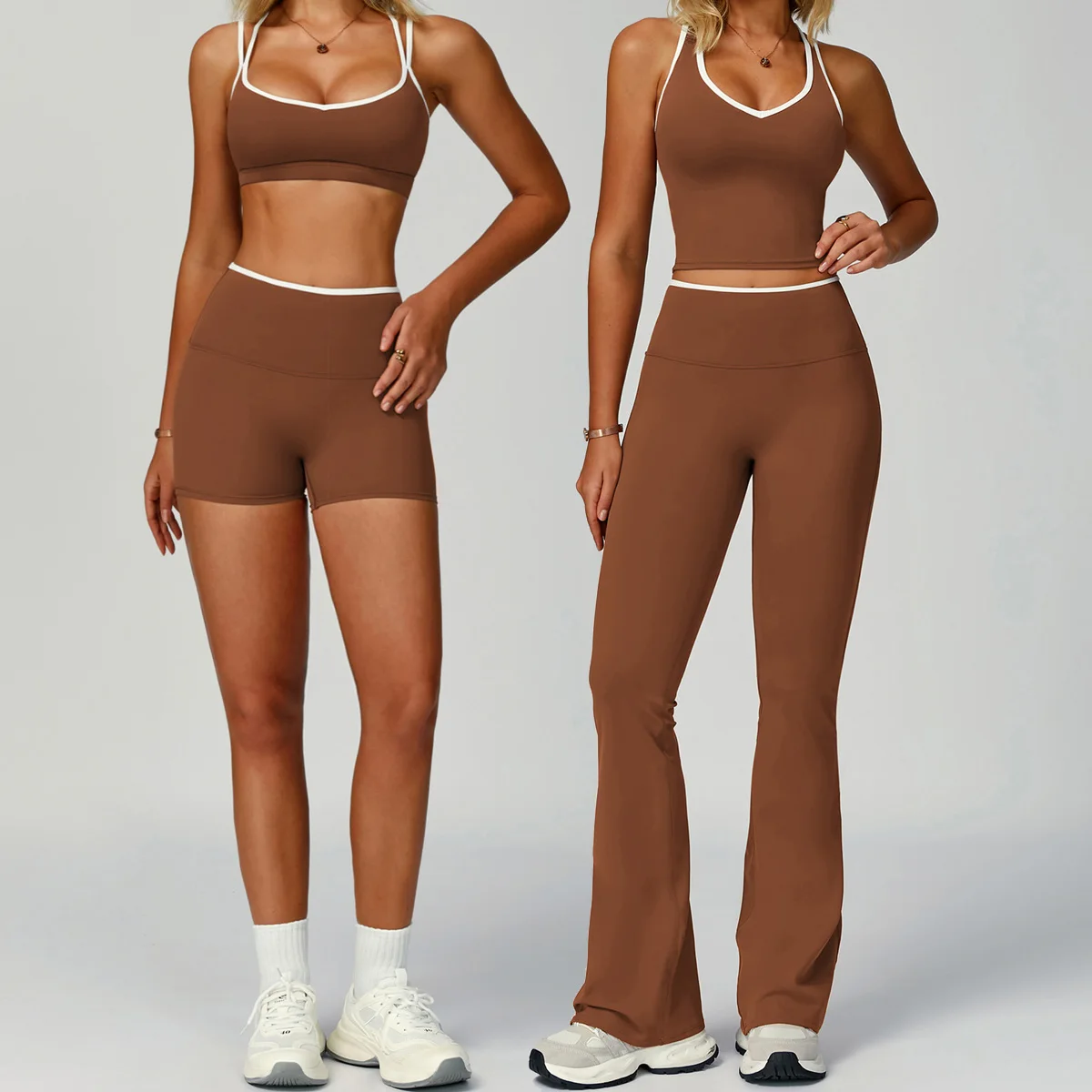 Yoga Set 2 Pieces Workout Outfits Fitness Sportswear Gym Tracksuit High Waist Leggings Sports Bra Athletic Wear Women Clothes
