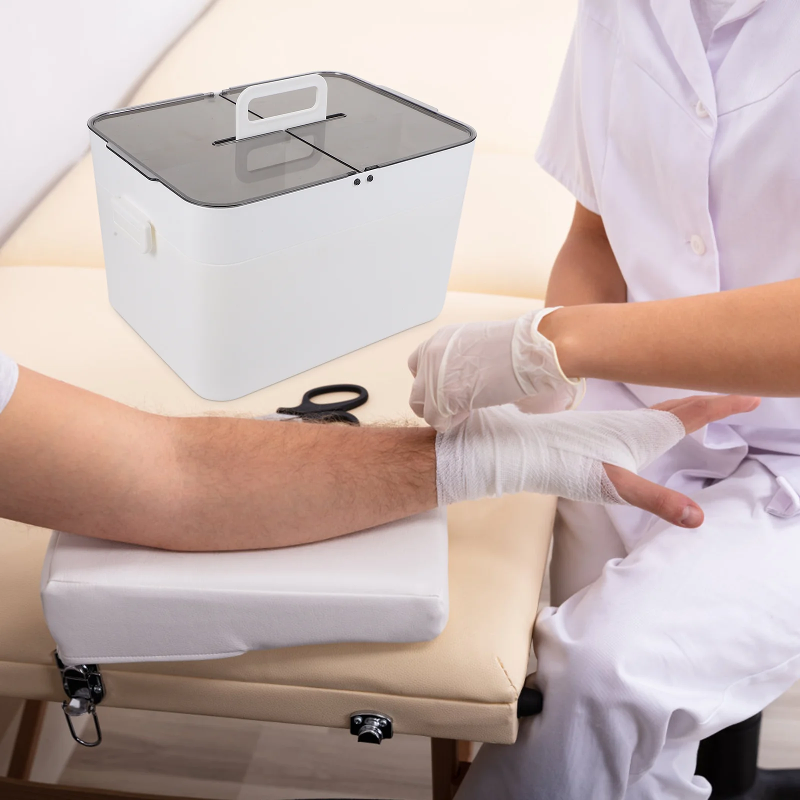 1 قطعة مجموعة الطب سعة كبيرة شفافة طبقة مزدوجة البلاستيك صندوق الإسعافات الأولية المحمولة للمنزل مكتب المدرسة السفر