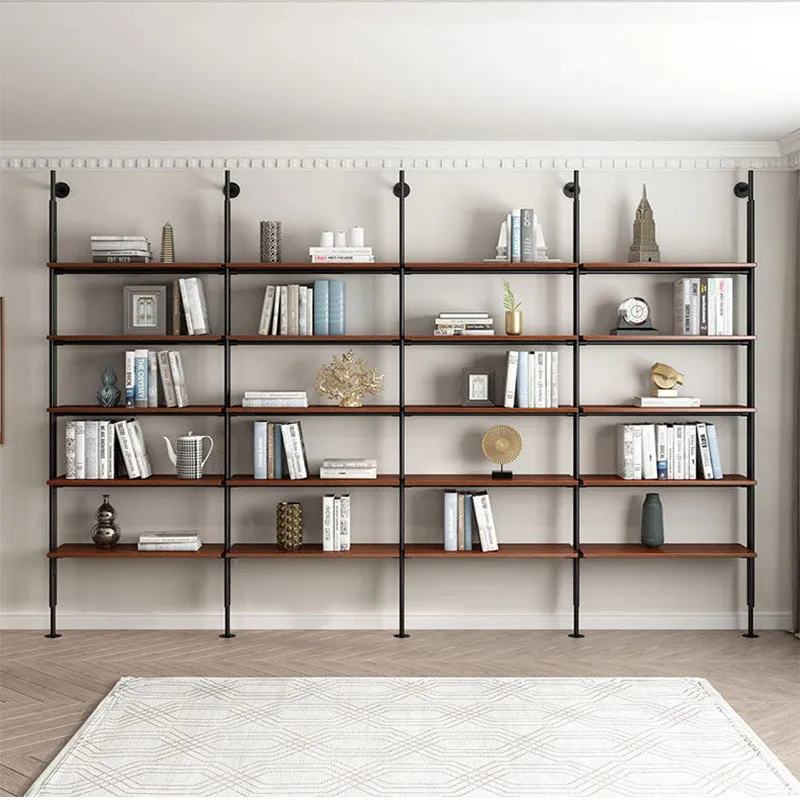 

Medieval wrought iron wall-mounted bookshelf floor-to-ceiling creative living room multi-layer display shelf storage shelf wall