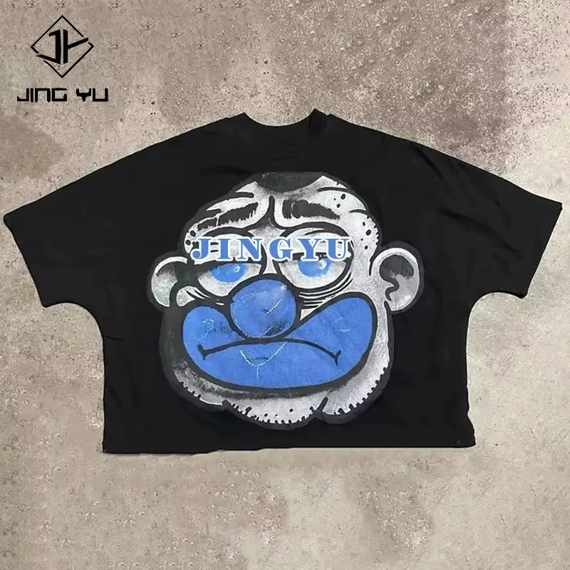 

Винтажные двухслойные мужские футболки с воротником-стойкой на заказ, футболка с графическим рисунком, укороченные футболки большого размера из 100% хлопка