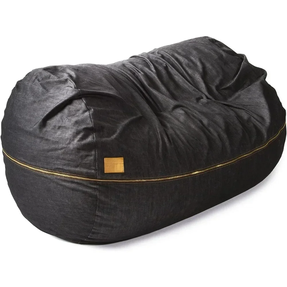 7 ft Giant Bean Bag Sofa, Black Denim